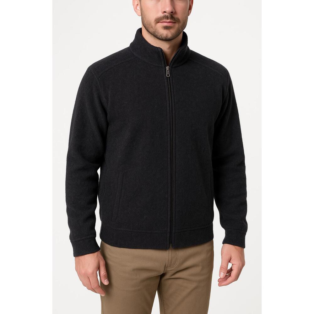 Brandini Jacket Mens Extra Large Dark Gray Oxford Casual Wool Zip Up Collar